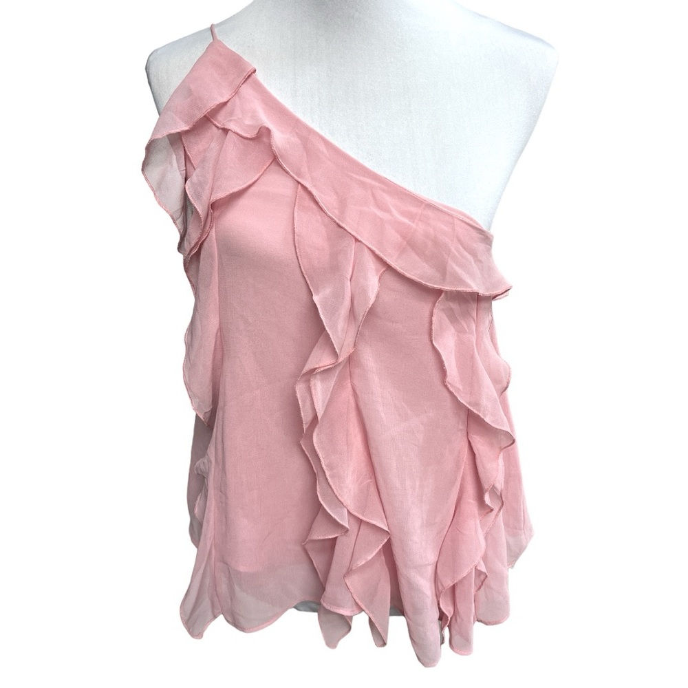 Zara One Shoulders Ruffle Blouse Barbie Pink Size Medium